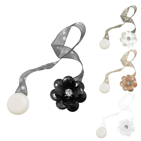 D-GROEE 1Pair Curtain Tiebacks, Magnetic Flower Curtain Clips Buckle, Simple and Elegant Modern Style Decorative Drapery Holdbacks Rope Holder for Home, Office