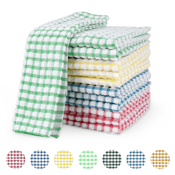 NOTIVIBE 12 Pack Cotton Kitchen Dish Cloths, 12 x 12 Inches Absorbent Cleaning Cloths, Soft Non-Scratch Dishwashing Towels, Reusable Quick Dry Dish Rags for Kitchen, Multi-Color
