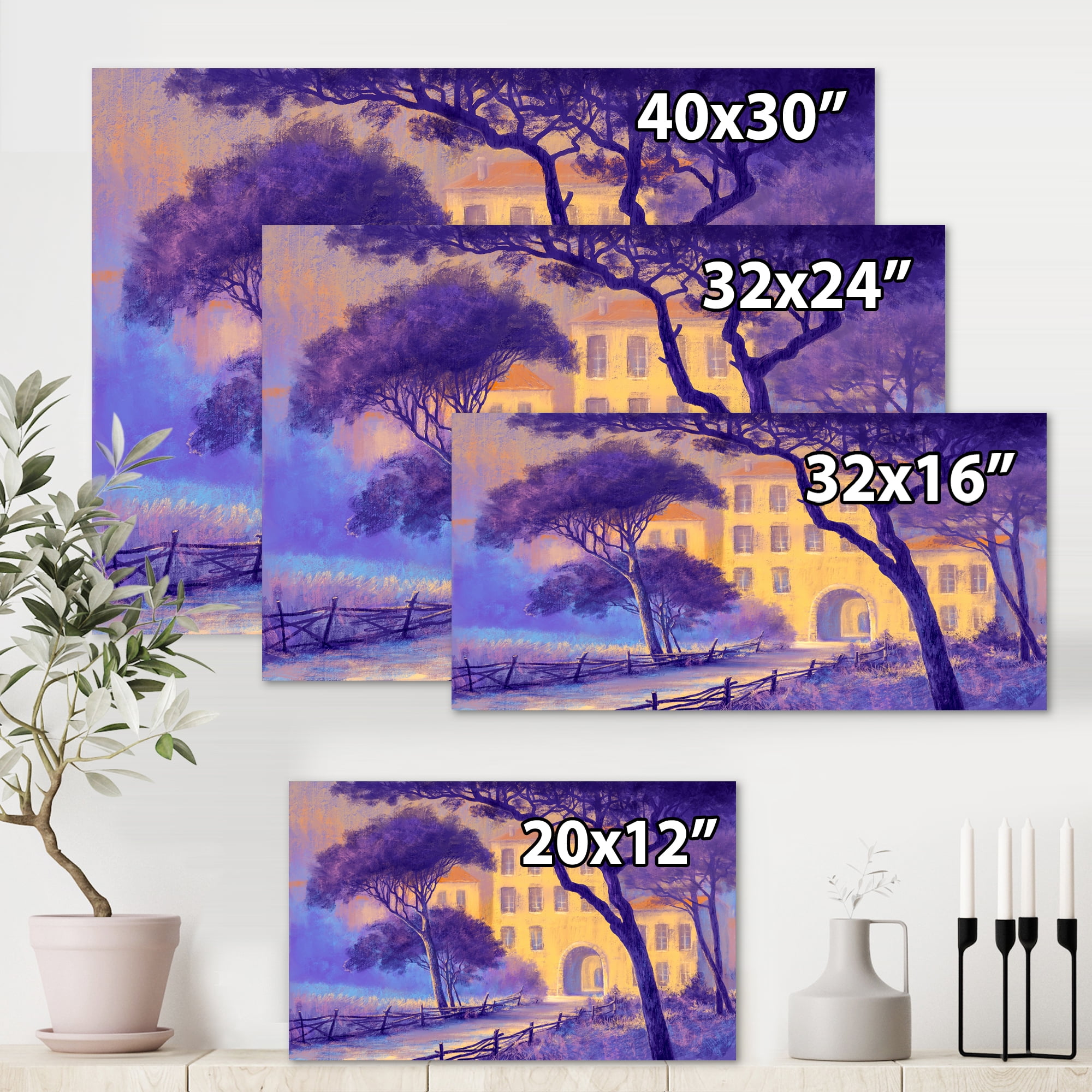 Designart ' Street Landscape OF Footpath & Trees In A City ' Traditional Canvas Wall Art Print