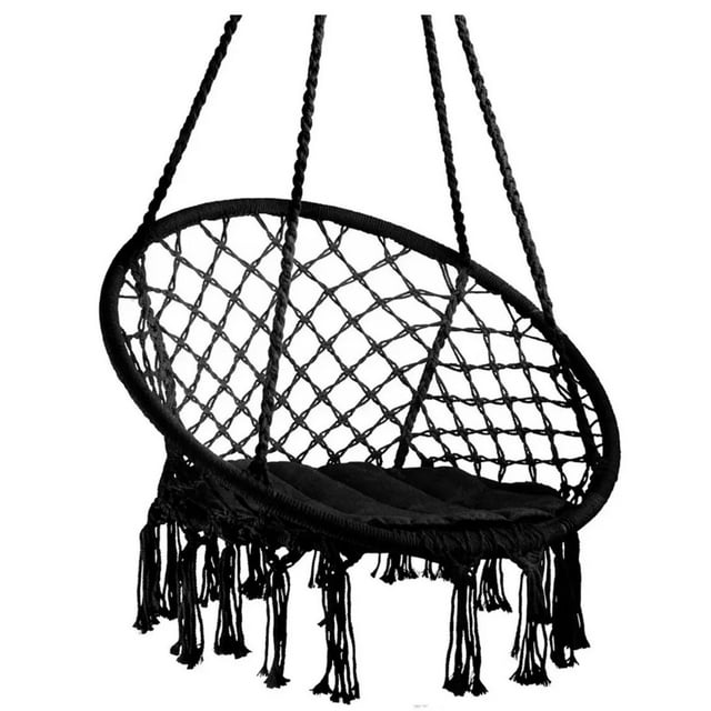Columpio Silla Colgante Hamaca para Interior y Exterior Color Negro