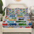thumbnail image 3 of Boys Bed Sheets Set Twin Size Train Sheet Set,Colorful Steam Engine Truck Bedding Set For Kids Girls Toddler Train Transportation Sheets 3Pcs,Gray,Blue,Red,Yellow, 3 of 6