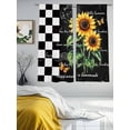 thumbnail image 4 of Sheer Curtains 72 Inches Long, Sunflower Light Filtering Window Curtains for Living Room, Summer Botanical Floral Vintage Black Plaid Rod Pocket Voile Sheer Curtain Drapes, 52"W x 72"L, 2 Panels, 4 of 8
