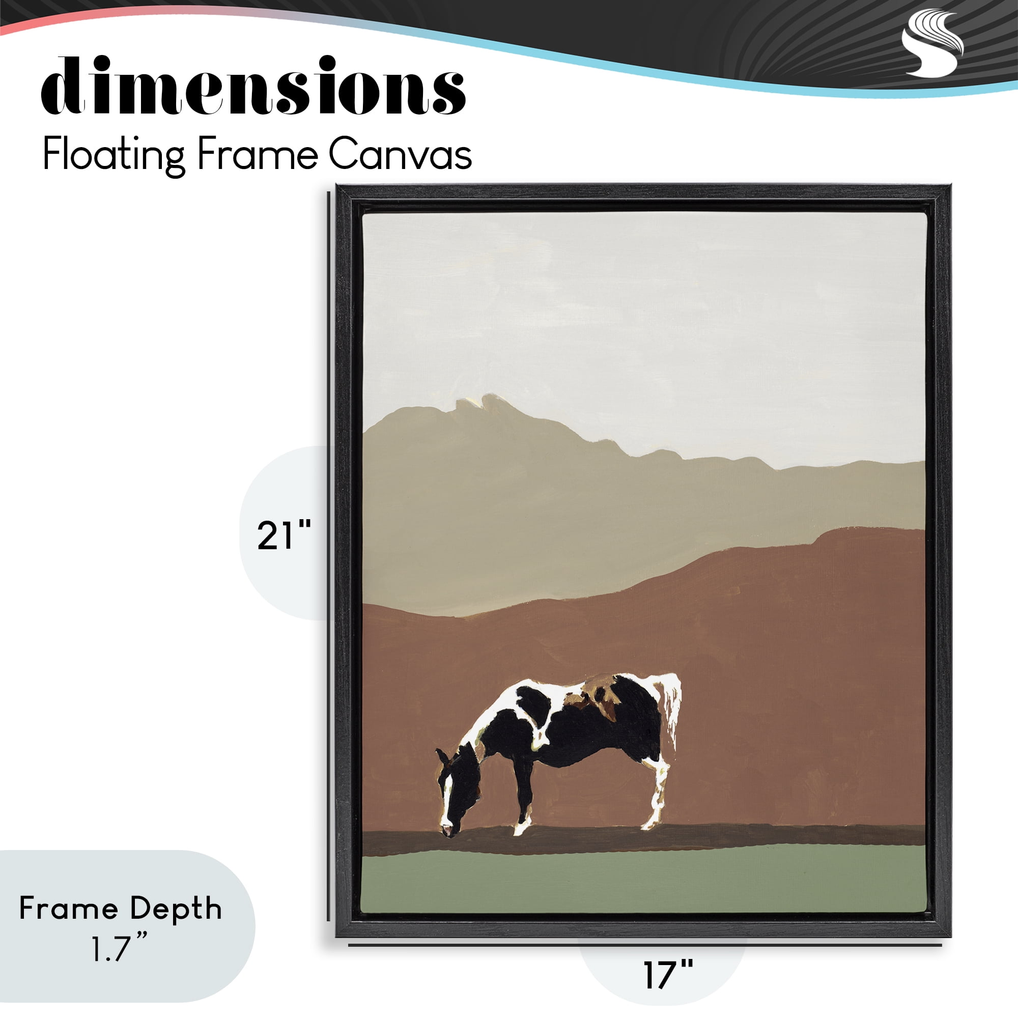 Stupell Industries Modern Mountains Horse Black Framed Floater Canvas Wall Art, design by Patricia Pinto