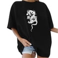 thumbnail image 1 of Blusa de manga corta con estampado de cuello redondo informal para mujer a la moda, Tops de verano Pompotops hkajfhjk465478, 1 of 5