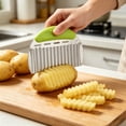 thumbnail image 6 of Stainless Steel Crinkle Chopper & French Fry Cutter Heavy Duty Wavy Potato Slicer for Vegetables Fruits Cheese Kitchen Gadget Vegetable Chopping Tool, 6 of 6