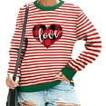 thumbnail image 6 of ICHUANYI Womens Striped Heart Print Oversized Sweatshirt Color Block Crew Neck Long Sleeve Casual Loose Pullover Top Sweatshirts, 6 of 6