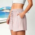 thumbnail image 7 of Admvng Womens Casual Striped Shorts Drawstring Waist Everyday Wear, 7 of 7
