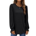 thumbnail image 5 of UVN Long Sleeve Shirts for Women Blouse Casual Puff Sleeve Crewneck Fall Shirt Tunic Tops, 5 of 9