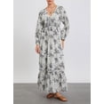 thumbnail image 3 of Faithtur Robe Bohème Florale pour Femmes Été Manches Mi-Longues Col en V Taille Froncée Robe Longue Fluide, 3 of 9