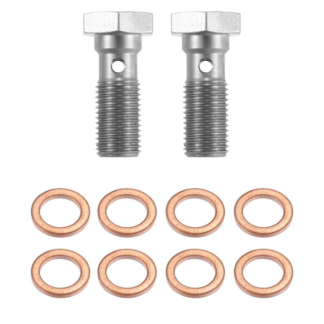 Unique Bargains 2pcs AN3 3/8-24 Thread Turbo Brake Line Banjo Bolt with Copper Washers Single Banjo Bolt 25mm Length