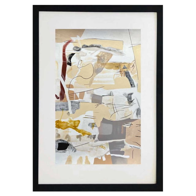 Cuadro de decorativo pintado 100% a mano colección abstractos 4 vistas enmarcado con madera y vidrio
