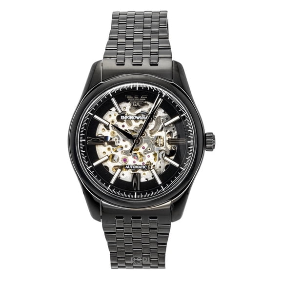 Emporio Armani Reloj Automático AR60093 de Acero Inoxidable con Esfera Esqueletizada Negra para Hombre