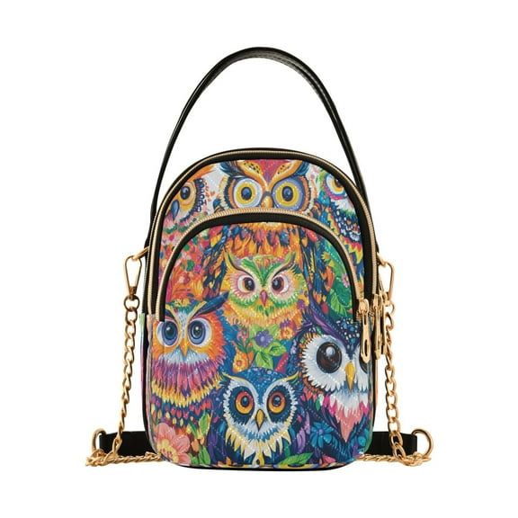 Cross Body Fashion Shoulder Waist Purse Bags Whimsical Owl Gathering Pocket Handbags