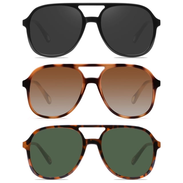 YDAOWKN Gafas de sol de aviador cuadradas retro para mujer y hombre, gafas de sol vintage de los años 70 con doble puente
