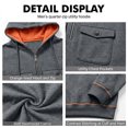 thumbnail image 6 of Hearthz Quarter Zip Flannel Hoodie for Men Cargo Men's Sweatshirts Hoodies Fall Winter Warm Mens Flannel Sweatshirt with Pocket Dark Gray L, 6 of 8