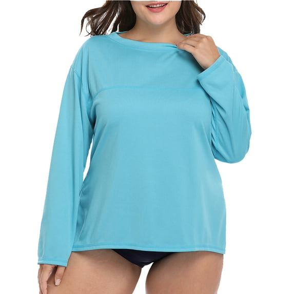 Alove Women's Long Sleeve Plus Size Rash Guard Quick Dry UPF 50+ Sun Protection Swim Shirts Top