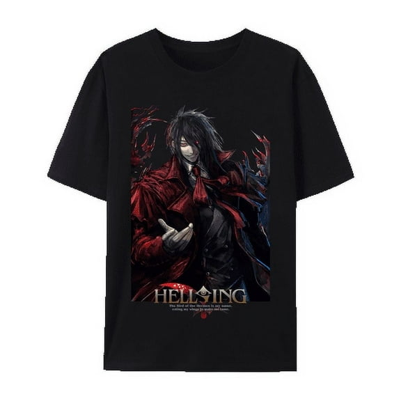 QingYee Japanese Anime Unisex Hellsing Alucard Graphic Cotton Short Sleeve T Shirt,