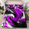 thumbnail image 2 of Feelyou Adult Modern Stripes Twin Sheet Sets, Black Purple Geometric Twin Fitted Sheet, Abstract Stripe Ombre Flat Sheet, Super Cozy Room Decor, 3-Piece, 2 of 7