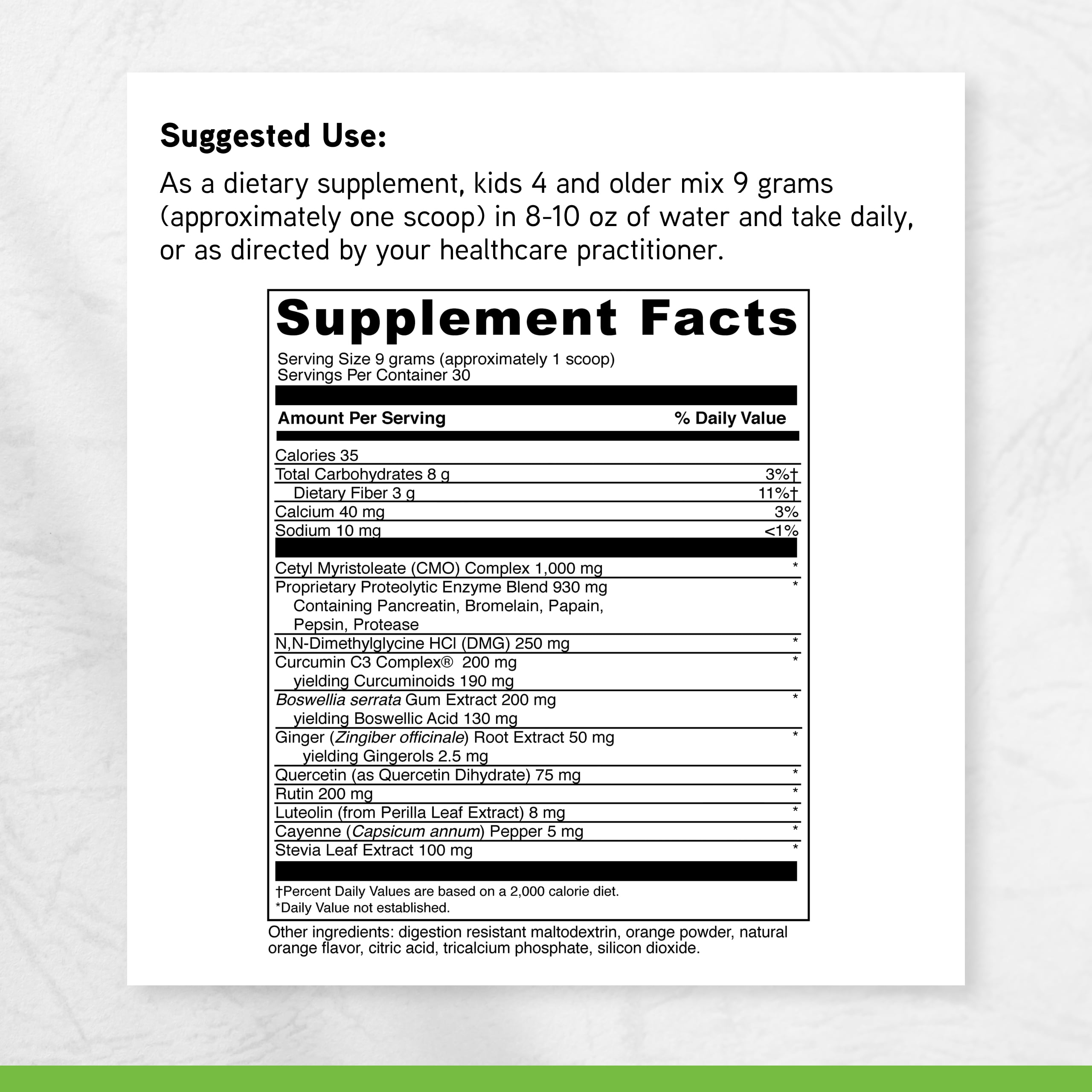 Little DaVinci Enzflame Kids Powder - Support Muscle & Joint Comfort* - Orange Flavor - 30 Servings - 270 g