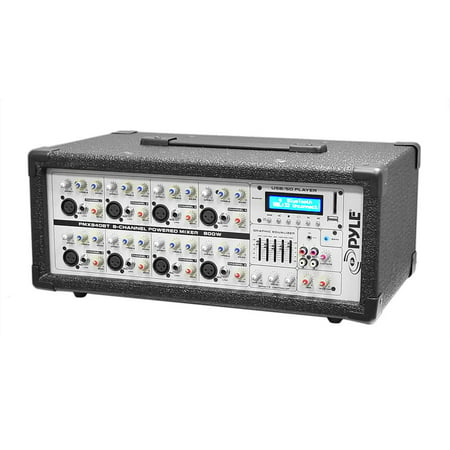 Pyle 8-Channel 800 Watt BT Mixer with USB and SD Card