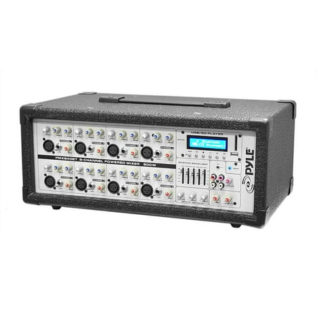 - Pyle 8-Channel 800 Watt BT Mixer with USB and SD Card Readers