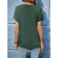 thumbnail image 4 of Womens Short Sleeve Henley Tops V Neck Dressy Casual Loose Fit Shirts Green M, 4 of 6
