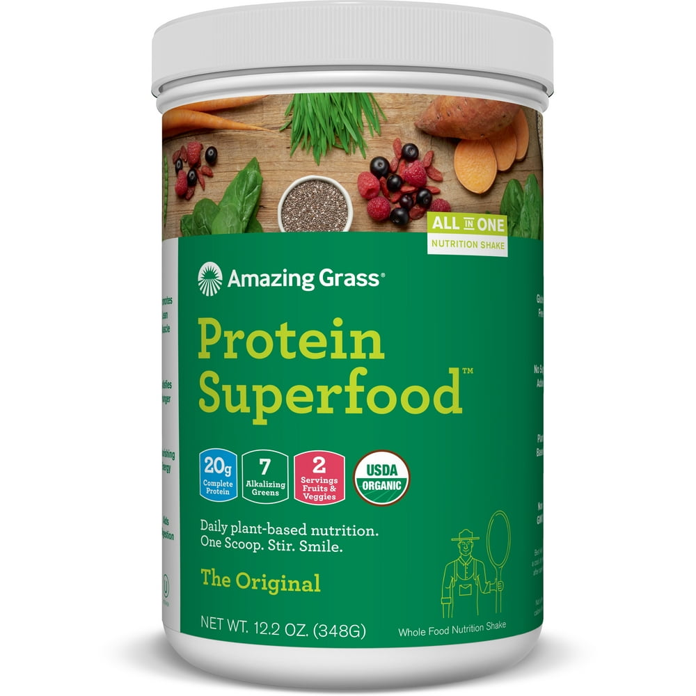 Amazing Grass Plant Protein Superfood Powder, Original, 12 Servings