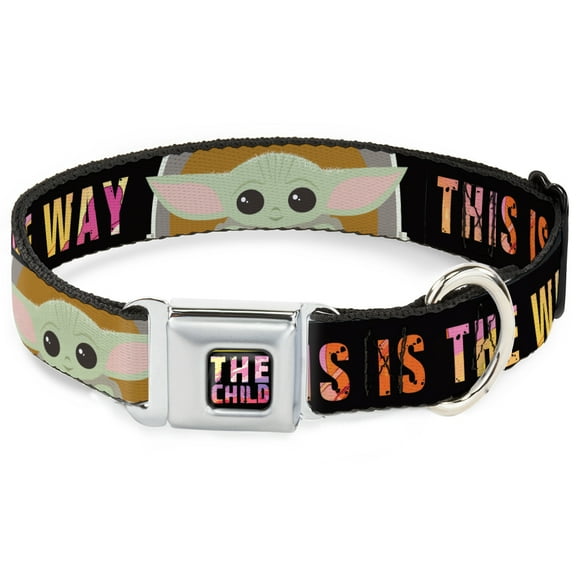 Star Wars Pet Collar, Dog Collar Metal Seatbelt Buckle, Star Wars The Child Chibi Pod Pose This Is The Way, 9.5 to 13 Inches 1.0 Inch Wide