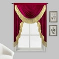thumbnail image 4 of Luxury Red Velvet Swag Waterfall Curtain Valance with Tassels for Living Room Velvet Privacy Window Curtain Topper for Bathroom Bedroom Rod Pocket Top 1 Panel W98 Inch, 4 of 4