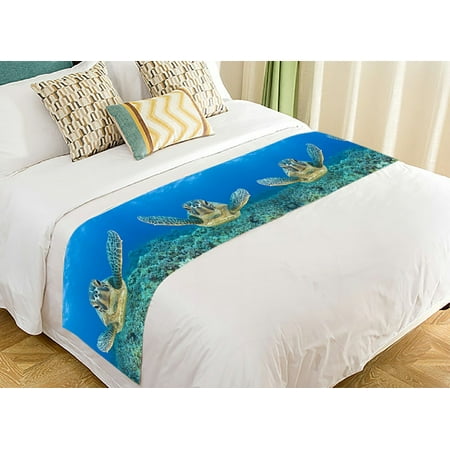 ZKGK Sea Turtle Painting Bed Runner Bedding Scarf Bedding Decor 20x95