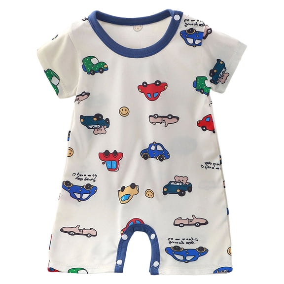 Karoyedx Newborn Boys Clothes Summer Baby Boy Newborn Outfit Cotton Shorts Sleeve Jumpsuit Summer Fall Infant Boy Clothes Blue Size,9-12 Months