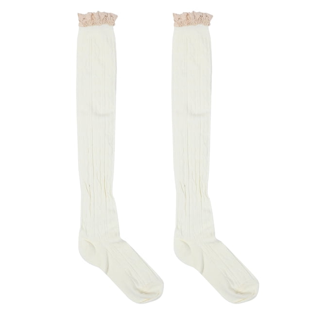 BRIGHTFUFU 1 par de mujeres chicas sobre la rodilla Lolita Calcetines Altos Calcetines de muslo Medias de algodón
