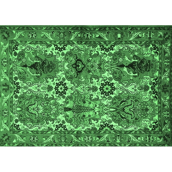 Ahgly Company Indoor Rectangle Persian Emerald Green Traditional Area Rugs, 8' x 12'