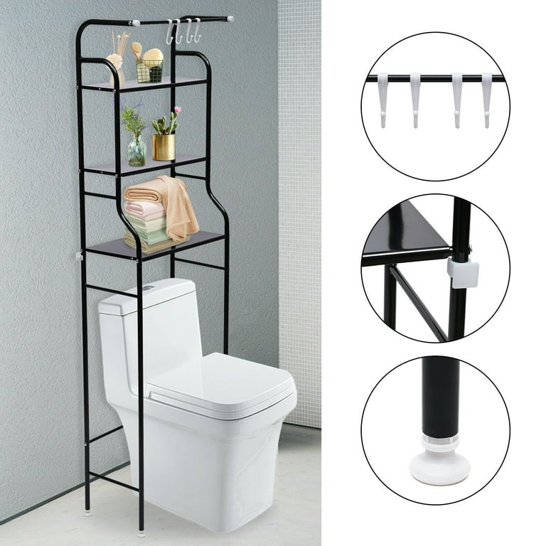 Costway 2 Tier Wall Mount Shower Organizer Toilet Bathroom Storage Rack Holder Towel Bar - Silver