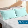 thumbnail image 2 of 600 Thread Count Egyptian Cotton 2-Piece Pillowcase Set with Envelope Closure, Euro Size (Non-Standard) (26" x 26") Aqua Blue Solid, 2 of 4