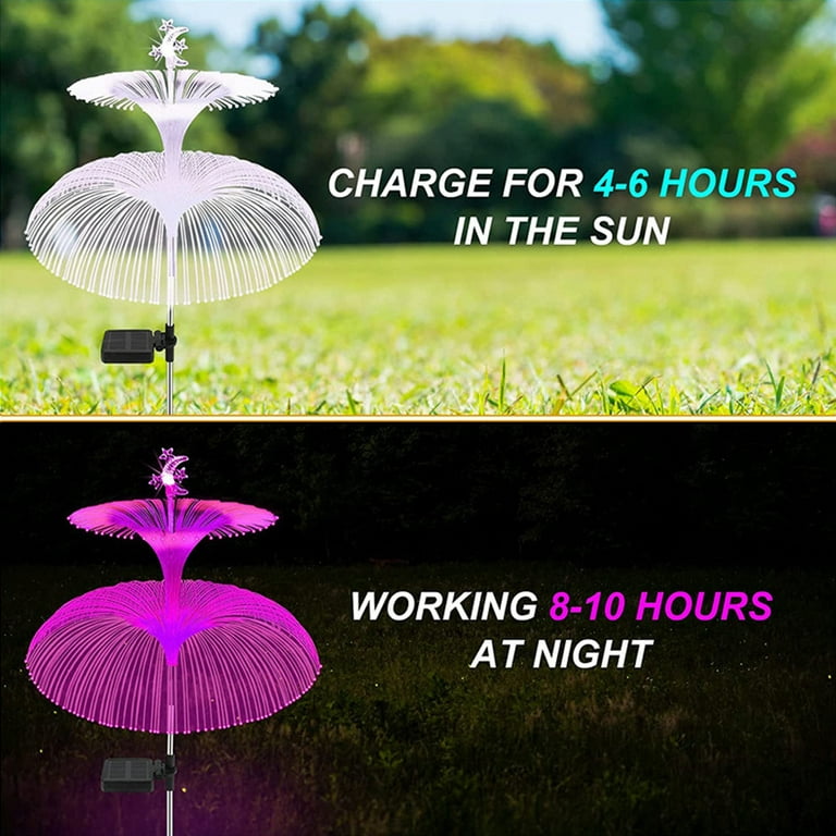 Solar Garden Lights 2 Pack Solar Outdoor Lights 7 Color Changing