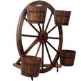 thumbnail image 6 of Wagon Wheel Barrel Planter Rustic Outdoor Display, 6 of 10