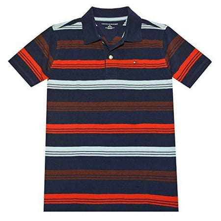 Tommy Hilfiger Boys Stripe Polo (L(12-14), Navy/Multi)