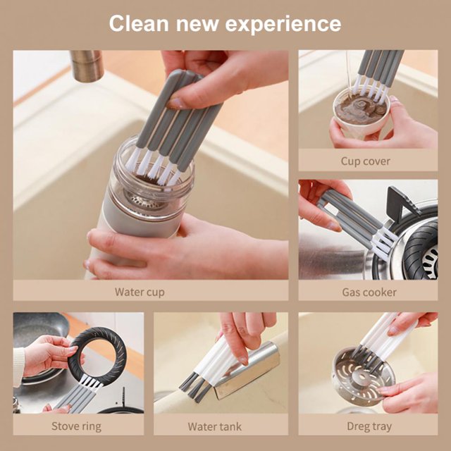 2 cepillos suaves flexibles para aislamiento de tazas, tapa de copa, cepillo para grietas, cepillo de limpieza, tapa de taza, cepillo de limpieza para grietas, cepillo pequeño, gris