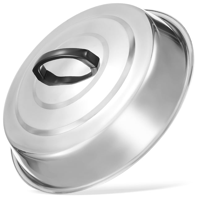 Tapa de olla de acero inoxidable, tapa redonda para rociar, tapa para cocinar al vapor, utensilios de cocina para parrilla de superficie plana