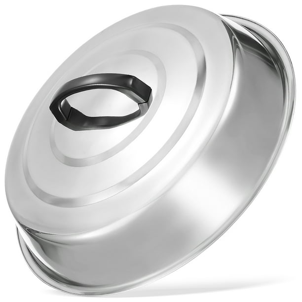 Tapa de olla de acero inoxidable, cubierta redonda para rociar, cubierta para cocinar al vapor, utensilios de cocina para parrilla con parte superior plana