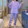 thumbnail image 3 of Disney-Conjunto de Pijama de manga larga para mujer, ropa de dormir con pantalones sueltos a cuadros, para Otoño e Invierno, 3 of 4