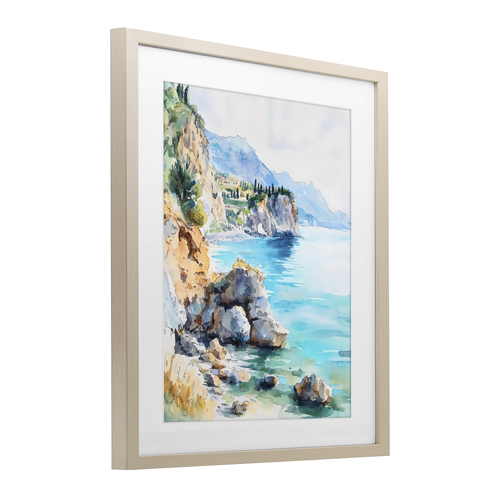Stupell Industries Azure Italian Coastline Birch Framed Print Under Glass, design by LSR Design Studio
