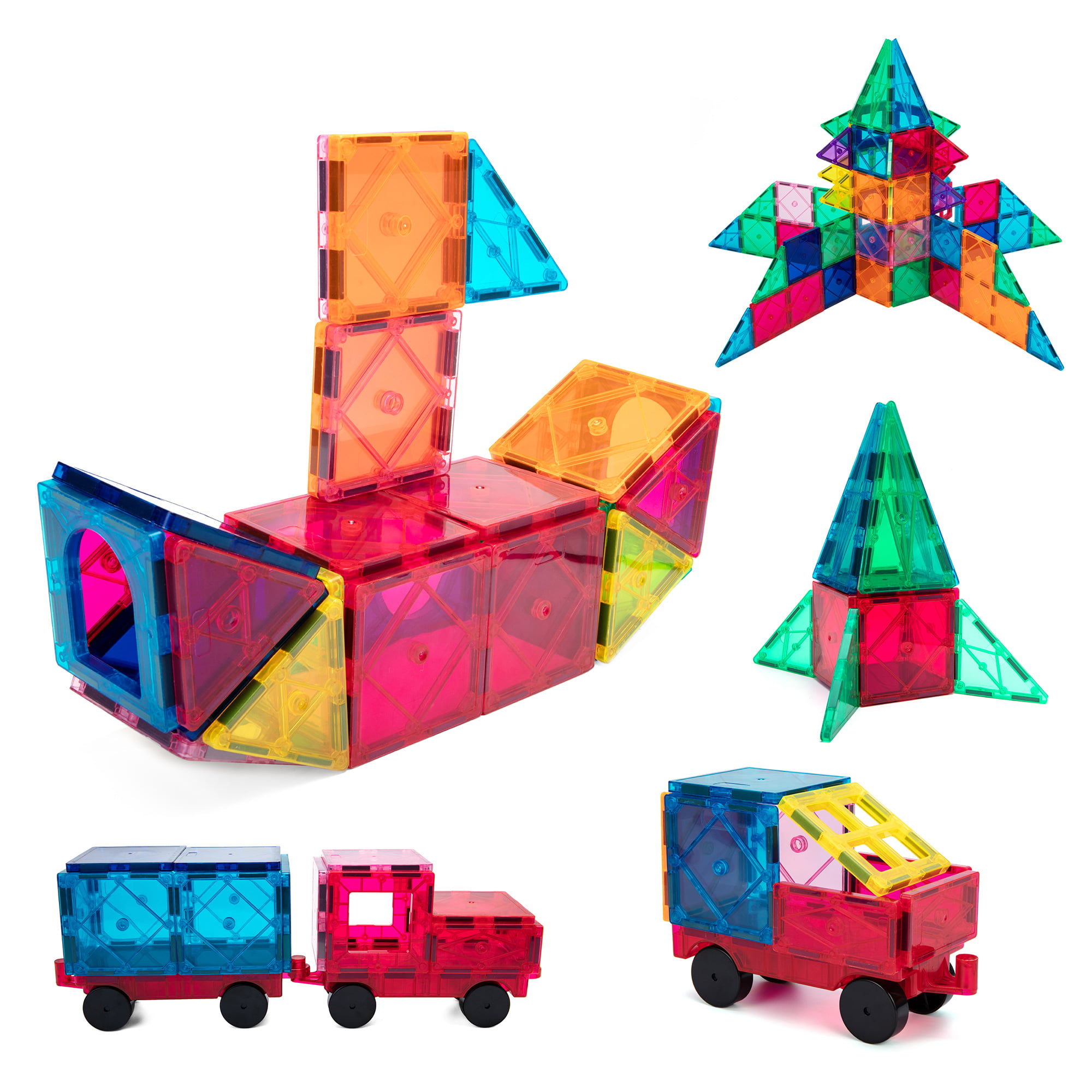 LELINTA Magnetic Building Blocks - Set of 100 Magnetic Toys for 2 3 4 5 6 7  Year Old Boys Girls Gifts Educational Toy, Magnetic Tiles 3D Tiles STEM 