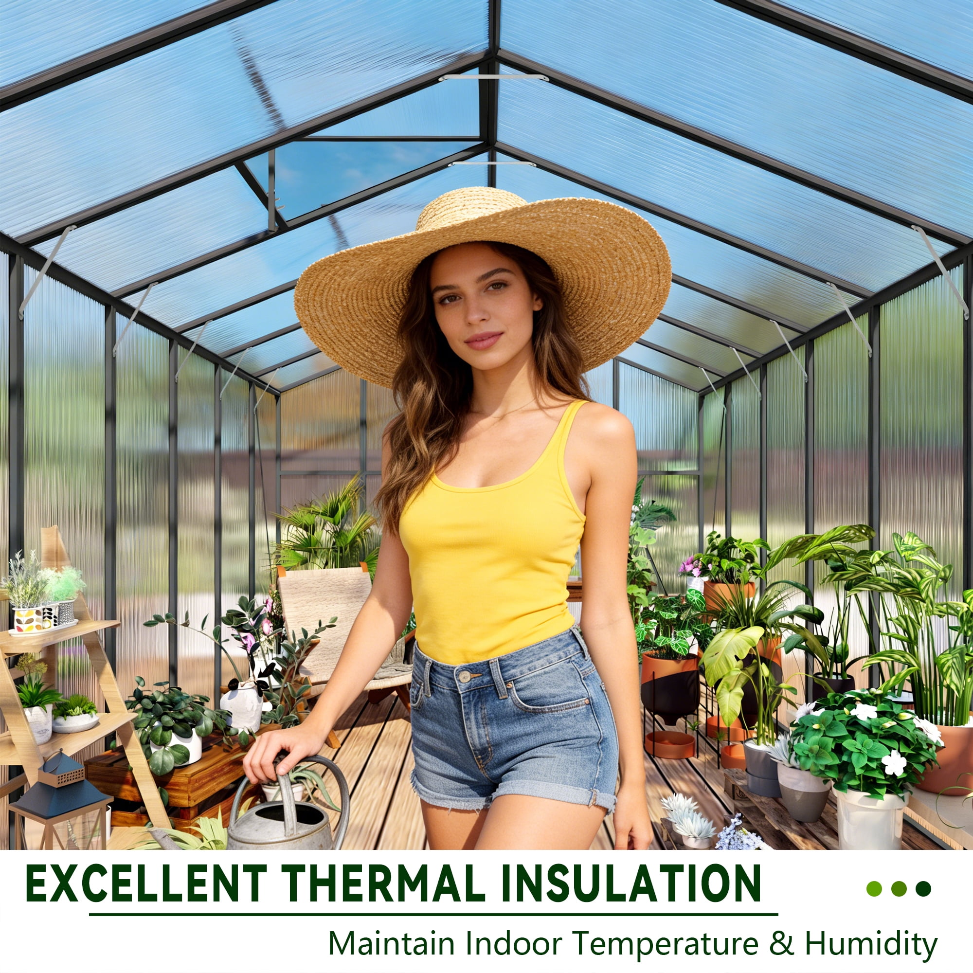 16 Pcs Polycarbonate Greenhouse Panels, 4’ x 2’ x 0.24” Polycarbonate Sheet, Twin-Wall Plastic Panels for DIY Cold Frame & Pergola Roof, Window, Wall