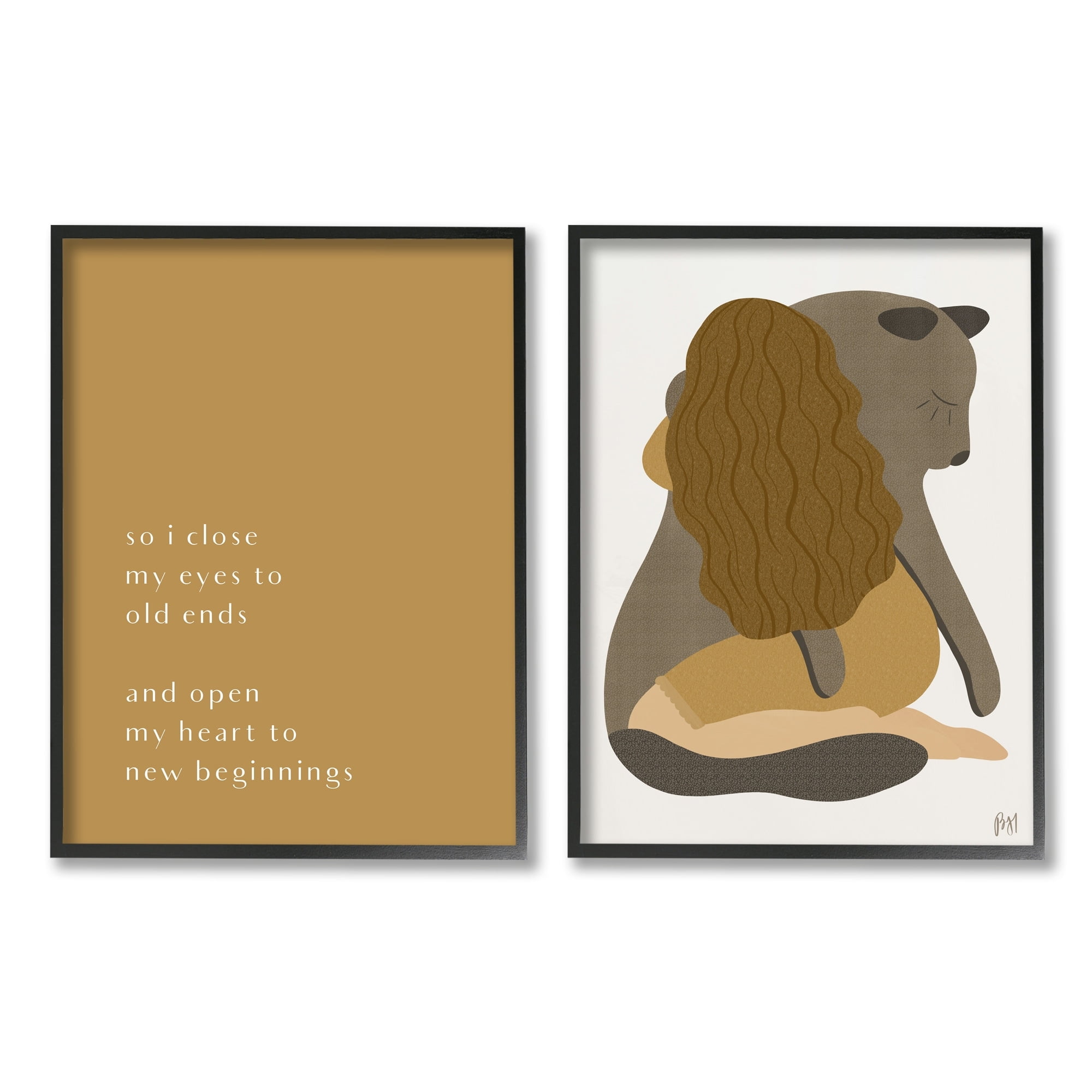Stupell Indtries Open Heart New Beginnings Phrase Woman Hugging Seal,24 x 30,Design by Birch&Ink