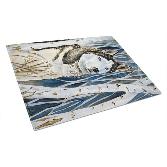 Carolines Treasures 7137LCB Siberian Husky Glass Cutting Board Large, 12H x 16W, multicolor