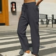 thumbnail image 2 of VEKDONE Womens Linen Long Pants Dark Gray M, 2 of 7