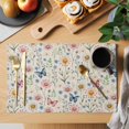 thumbnail image 2 of Pink Spring Floral Placemats Set of 6, Elegant Pastoral Flowers Butterflies Rustic Placemats for Dining Table, Place Mats for Kitchen Tabletop, Waterproof Wipeable Dining Table Mats Set, 2 of 9