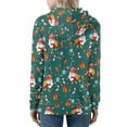 thumbnail image 2 of FKELYI Christmas Santa Zipper Hoodies Size M Loose Cartoon Print Zip Up Sweater Jacket for Women Polyester Party Long Sleeve Hoodie Sweatshirt, 2 of 6